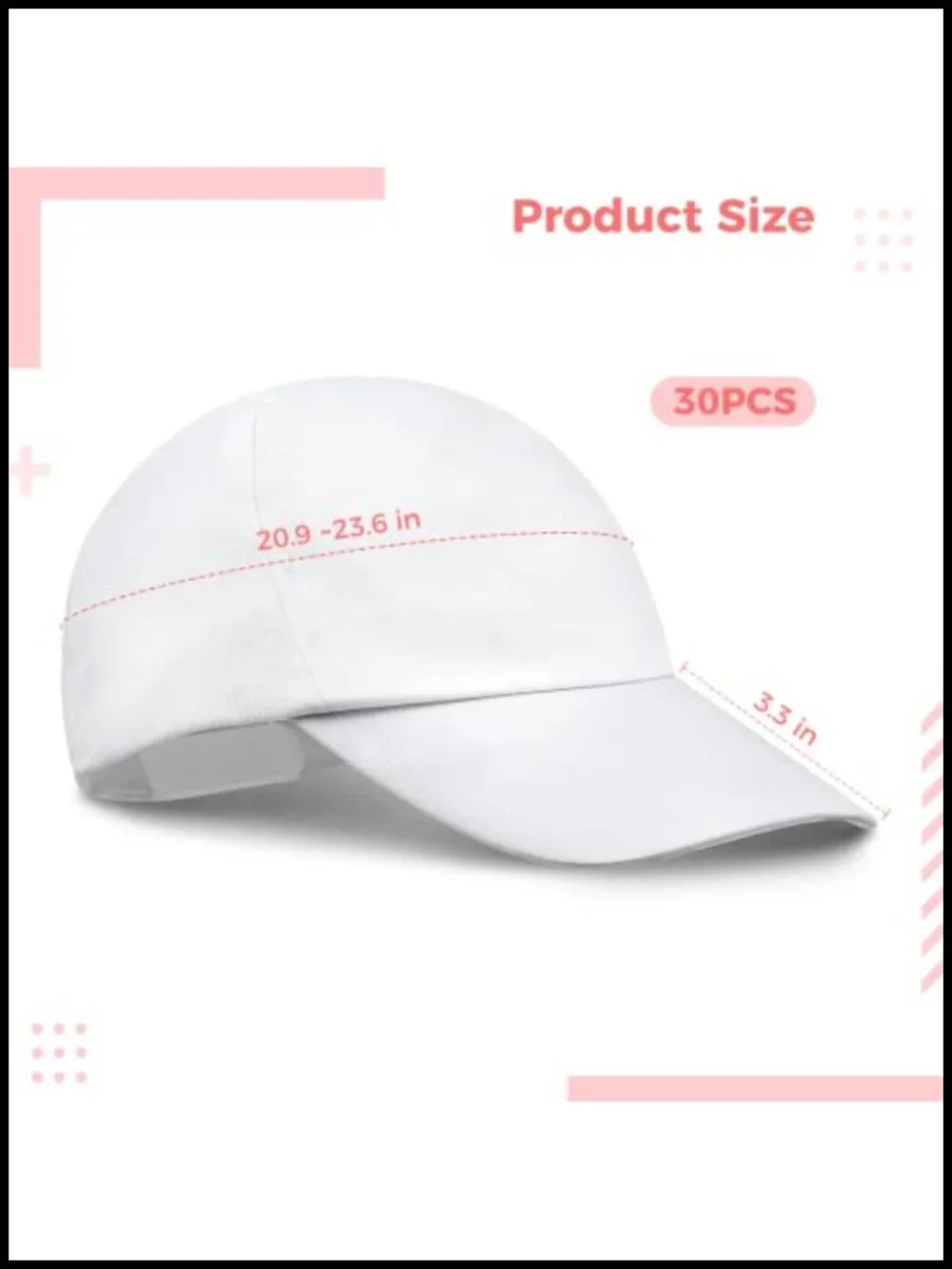 DIY Kids Baseball Caps 30 Pk Plain Polyester Sun Hat Party Favors